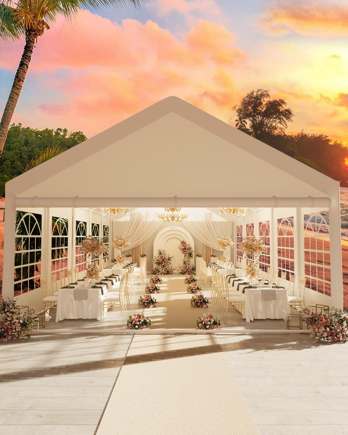 20x40FT Large Party Tent, Heavy Duty Outdoor Event Tent, Wedding Tents with Removable Sidewalls & Church Windows, Carpas para Fiestas with Storage Bags for Parties, Weddings, BBQs, Temporary Shelter ElfinAura