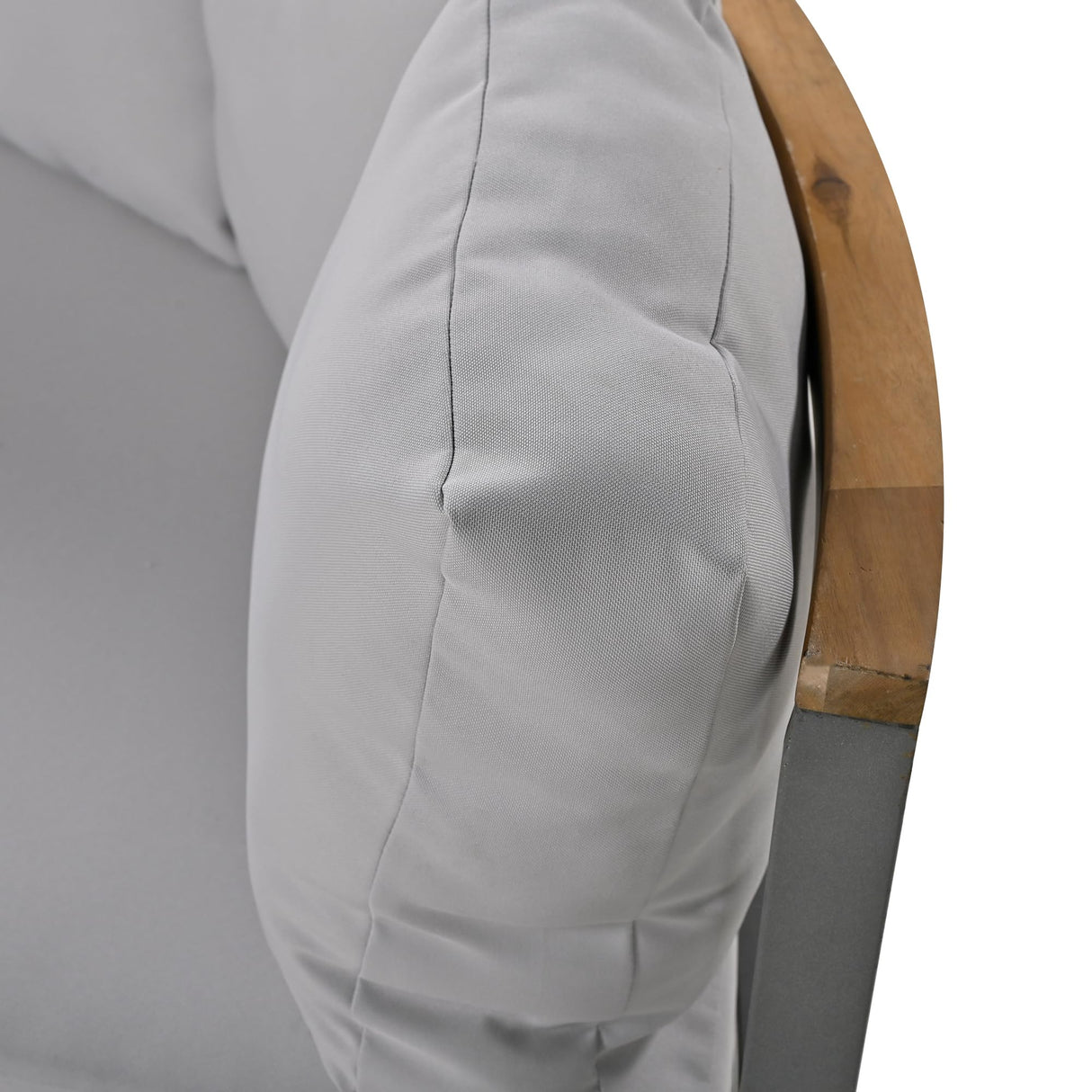 KLMM Farmhouse 4 Piece Round Outdoor Conversation Set,Patio Sectional Sofa Set with 8 Back Cushions,for Porch Lawn Garden Backyard Poolside (Gray@Round) KLMM