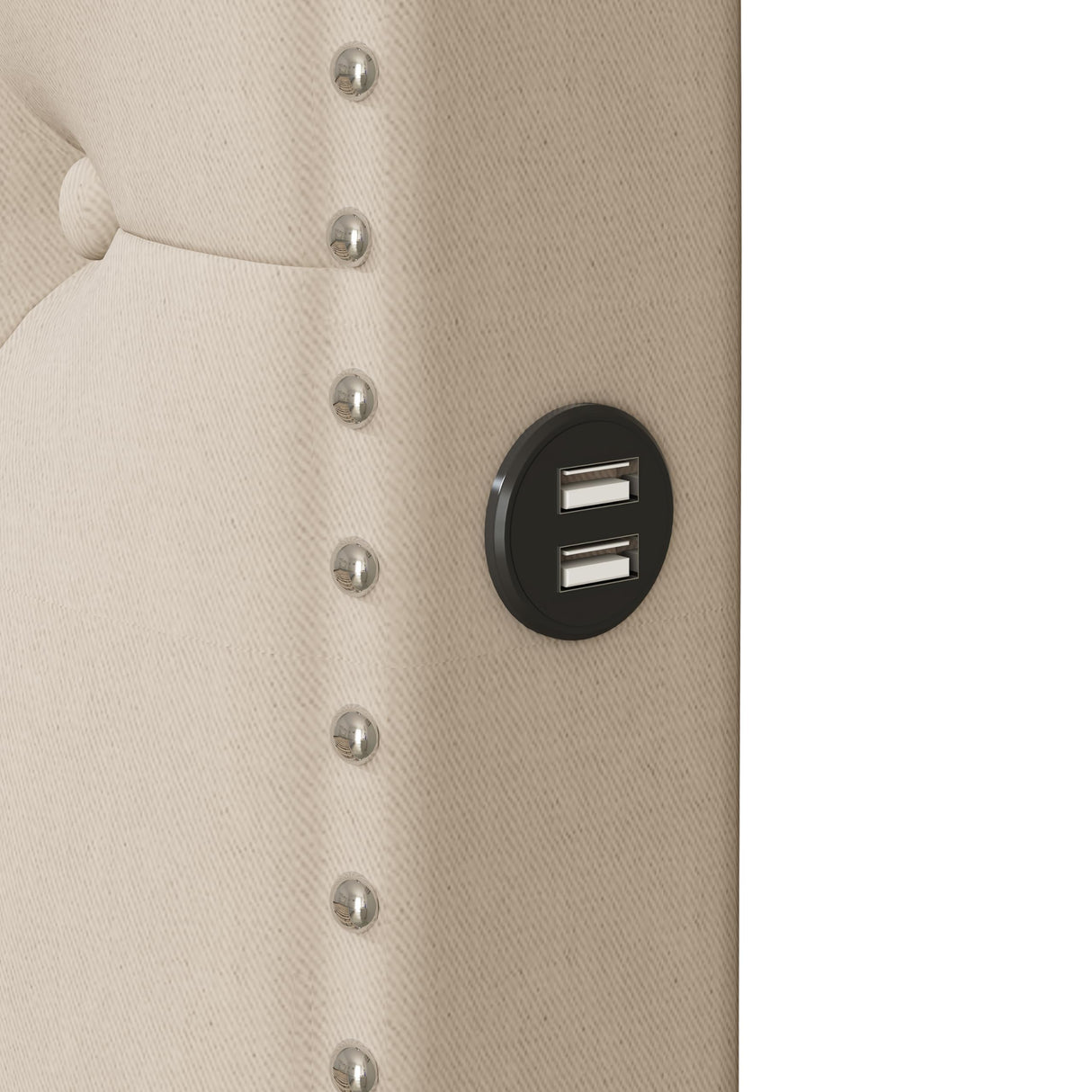 Merax Modern Upholstered Plattform Bed with Trundle and 2 USB Ports, Queen Linen Bed Frame with Wingback No Box Spring Needed Beige Merax