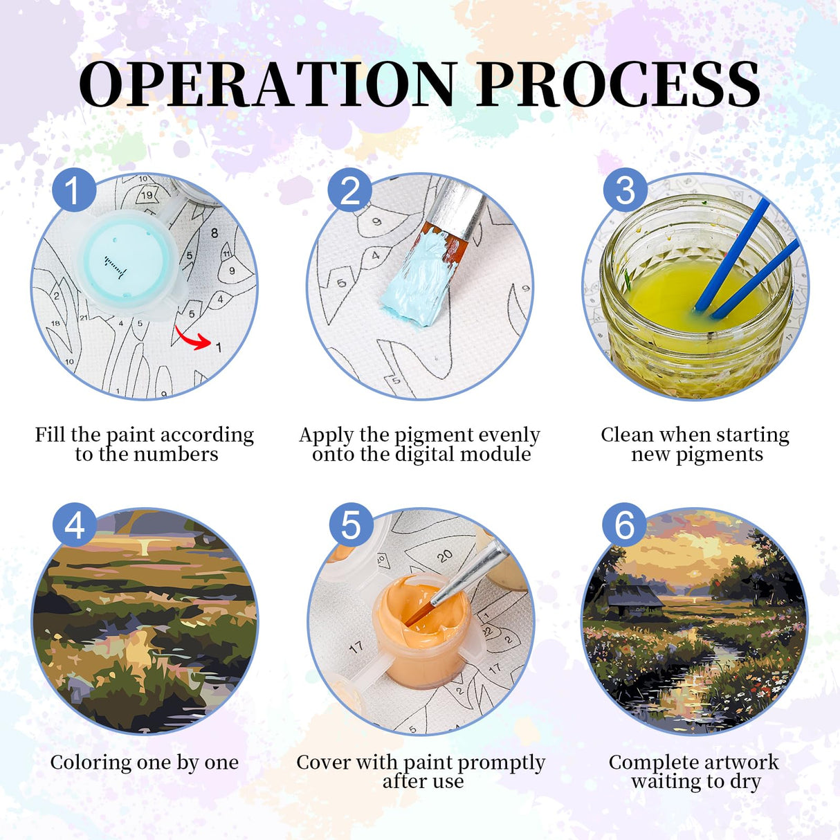 Paint by Numbers Kit for Adults - Countryside Sunset Adult Paint by Number Kits on Canvas Without Frame for Beginner, Stream Landscape Oil Painting by Numbers Kit for Gift Home Wall Decor 16x20 Inch Camocin