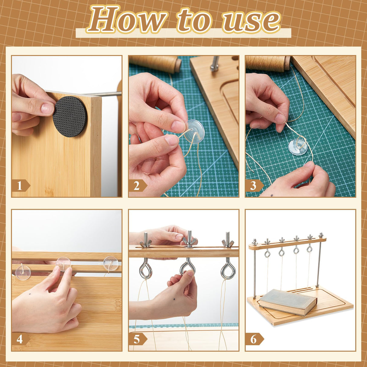 Maysing 24 Pcs Book Binding Kits Bookbinding Tools Bookbinding Sewing Frame Set Hand Bookbinding Supplies with Awl Bone Folder Paper Creaser Glue Brush Curved Needles Wax Thread for Handmade DIY Craft Maysing