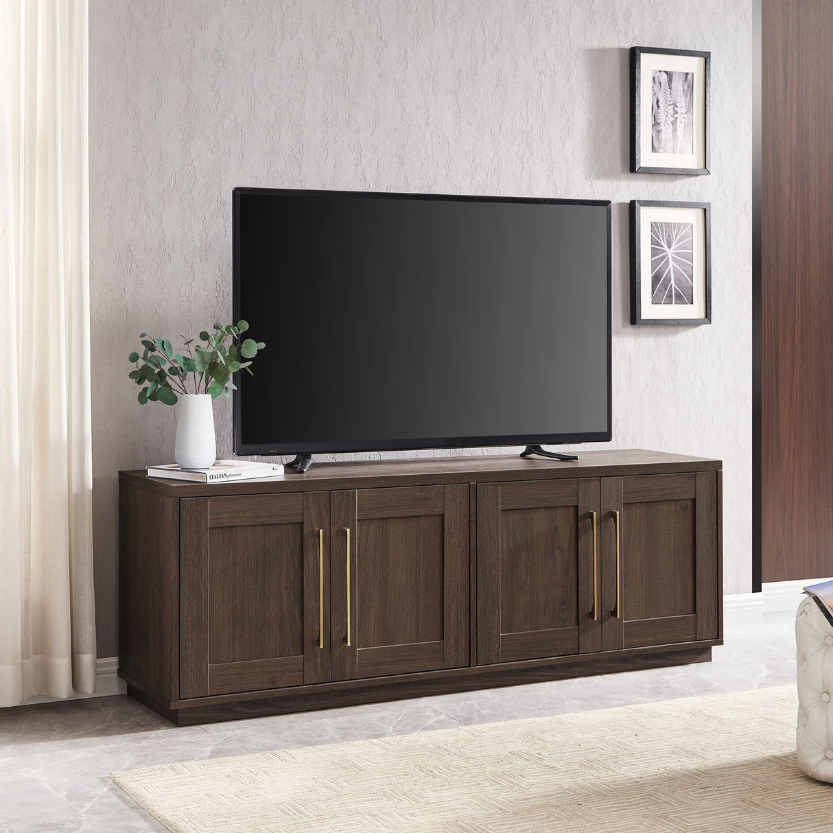 Henn&Hart Tillman Rectangular TV Stand for TV's up to 80" in Alder Brown Henn&Hart