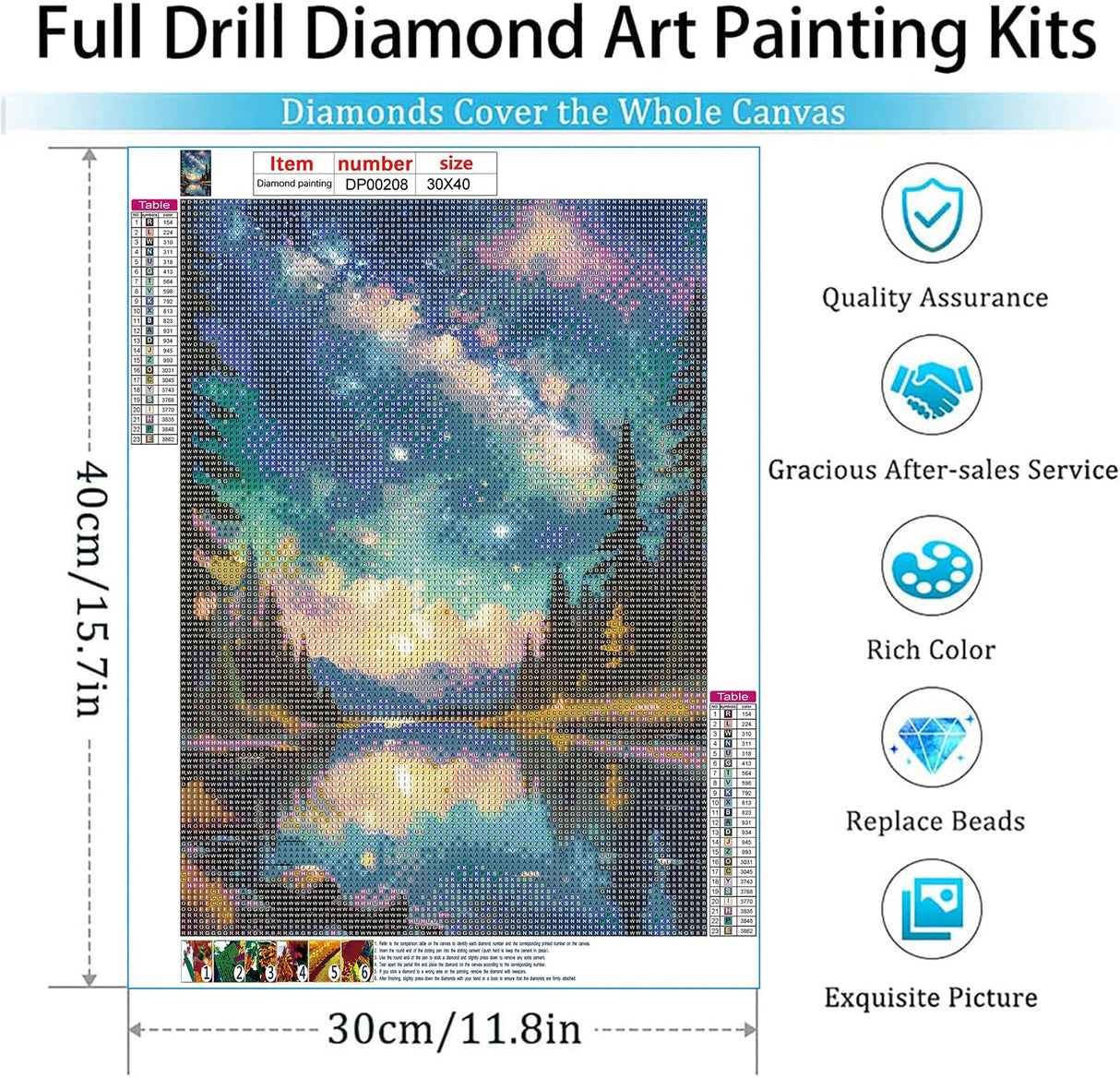 GemZono Diamond Art Kits for Adults,DIY Starry Sky Diamond Painting Kits for Adults Beginners,5D Full Drill Diamond Dots with Diamond Gem Art and Crafts for Home Wall Decor 12x16inch GemZono