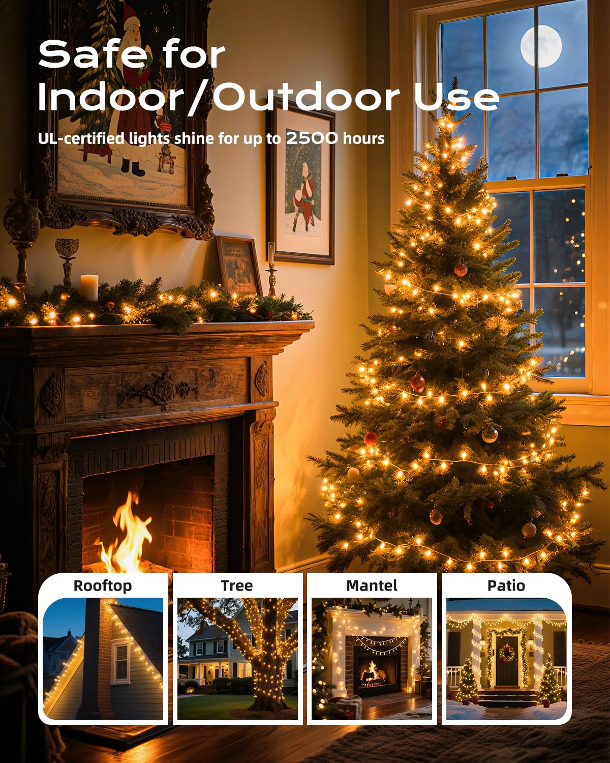 Brightown Christmas String Lights, 100-Count 26.5ft Clear Incandescent Bulb Mini Lights for Indoor Holiday Decor, Christmas Tree Garland Wedding Party Multi-Use Decoration, White Wire Brightown