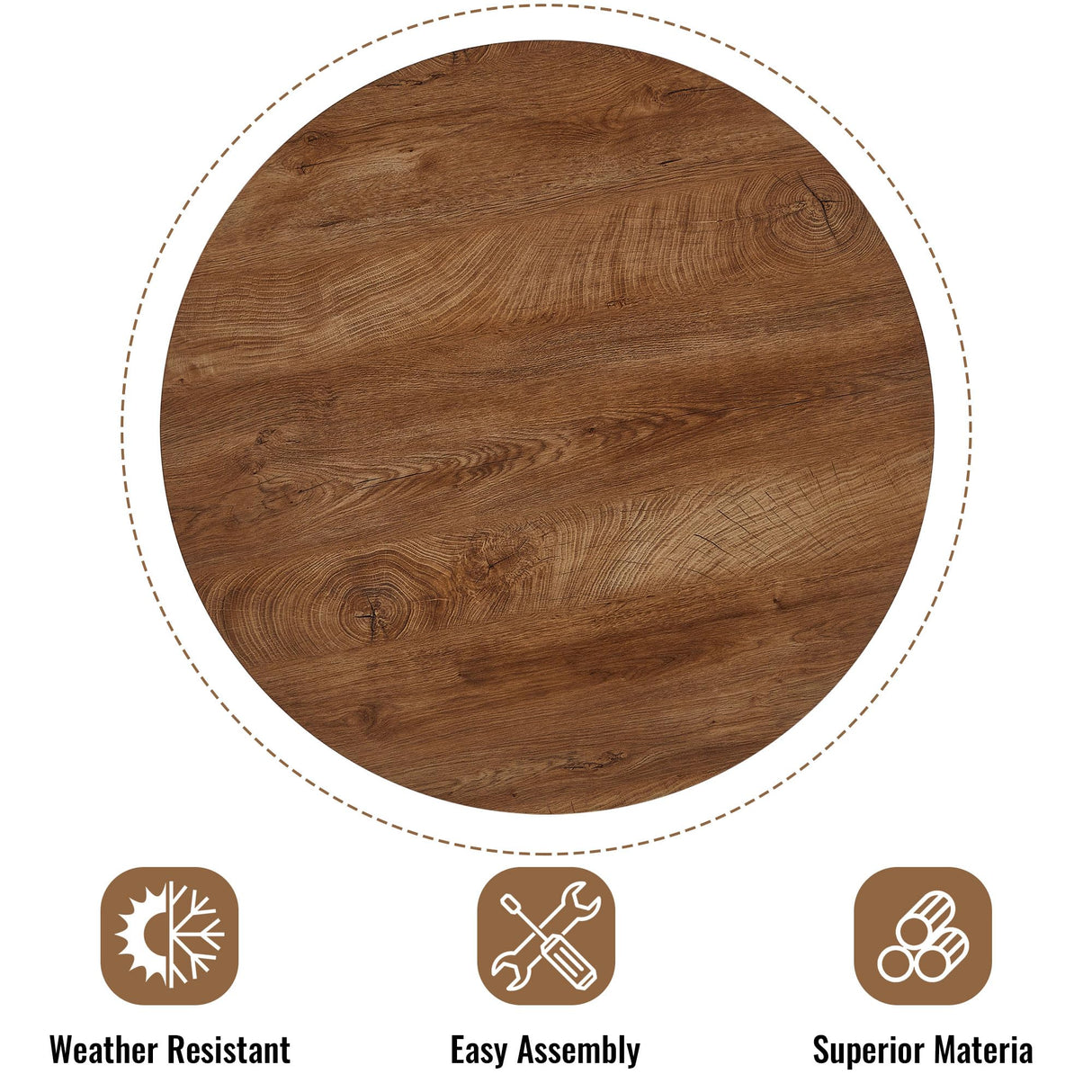 kevinplus 37.37'' Round Dining Table Small Wood Kitchen Table for 2-4, Modern Mid-Century Farmhouse Dinner Table with Black Metal Leg for Dining Room Kitchen Living Room, Walnut kevinplus
