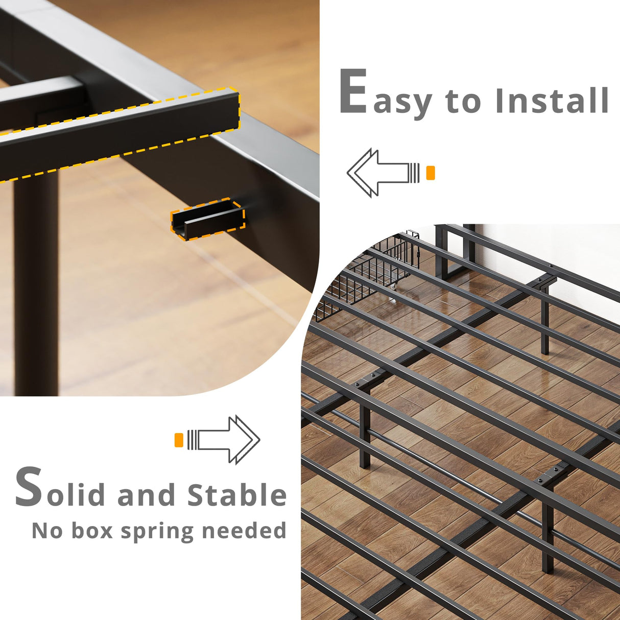 LIKIMIO King Bed Frame with 4 Storage Drawers, Platform Bed with Charged Headboard, Sturdy and Stable, No Noise, No Box Spring Needed, Easy to Install, Vintage Brown and Black LIKIMIO