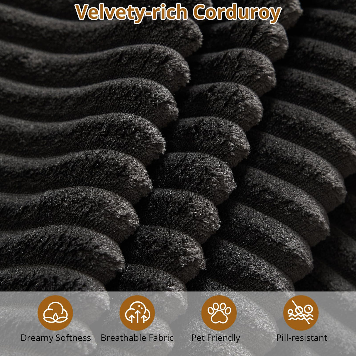 106 in Modular Sectional Sofa, L-Shaped Boneless Cloud Couch with Deep Seat, Comfy Corduroy Upholstered Sleeper Sofa for Living Room, Memory Foam, No Assembly Required, Right-Facing Chaise, Black GarveeHome