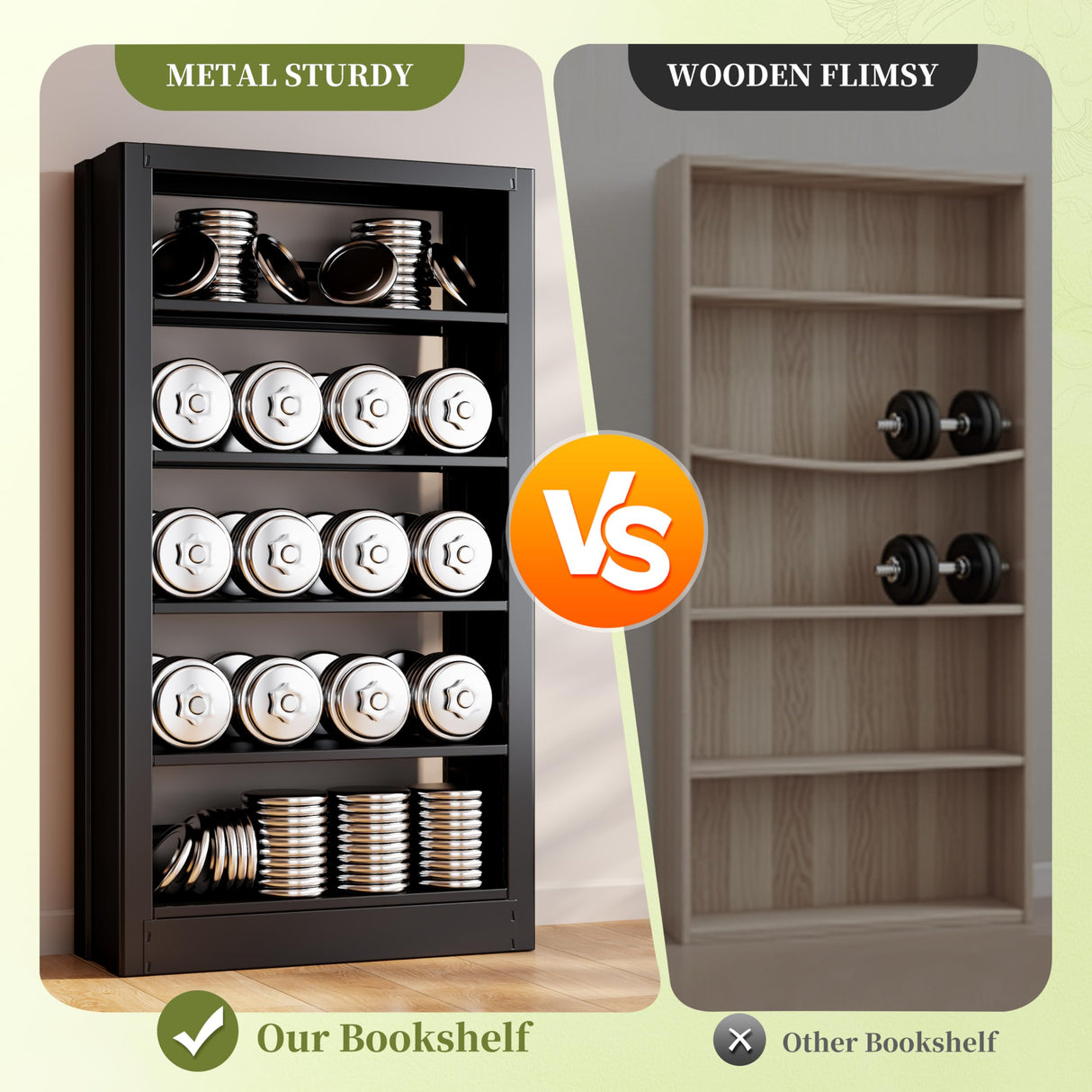 OpolQif Bookshelf, 5-Tier Bookshelf Metal Sturdy Bookcase,71" H Tall Black Bookcase with Adjustable Shelves, Heavy Duty Bookshelf for Living Room, Library, School, Study, Home Office OpolQif