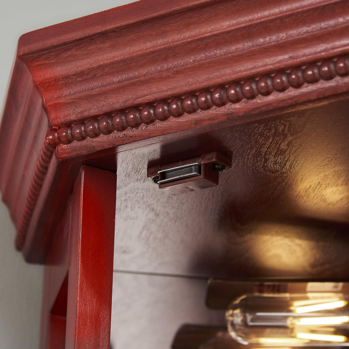 Corner Curio Cabinet Lighted Corner Display, Glass Display Shelf Shelving Bar Cabinet with Tempered Glass Door, Bar Cabinet,Cabinet with Adjustable Shelf Glass (Reddish Brown) RadiantName