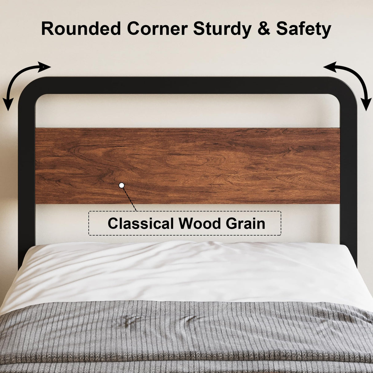 Fly-CTsoar 18 Inch Twin Bed Frame with Wood Headboard, Heavy Duty Metal Slats, with Under Bed Storage, No Noise, No Box Spring Needed, Easy Assembly, Black Fly-CTsoar