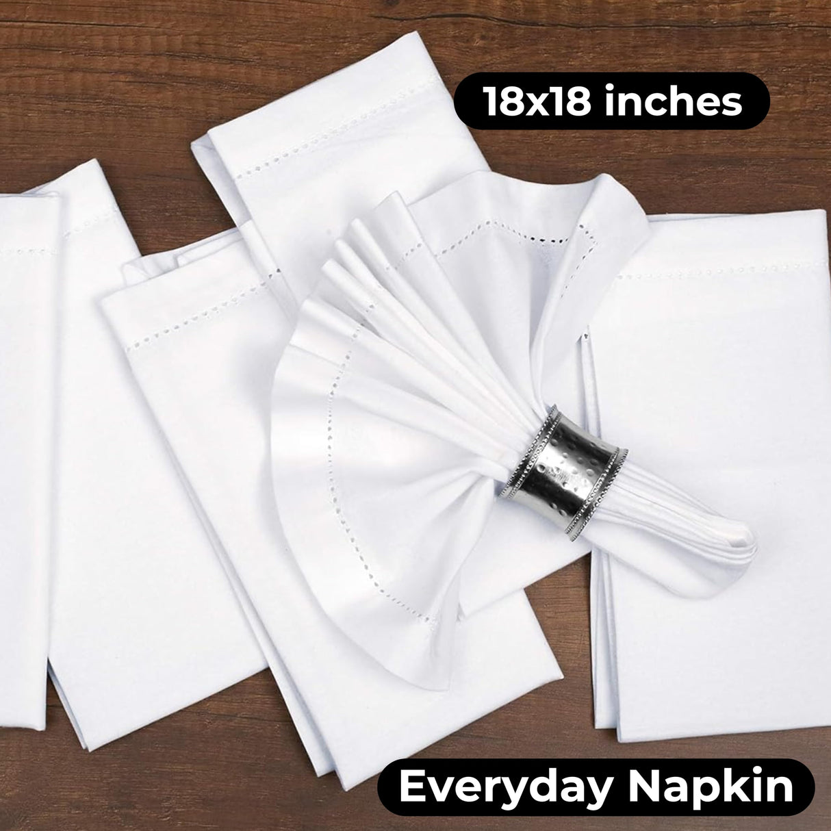 BEDDING CRAFT Set of 12 Cotton Cloth Dinner Napkin 18x18 White with Hemstitched Mitered Corners – Perfect for Wedding Dinner Parties and Table Decorations, Thanksgiving, Chritsmas Bedding Craft