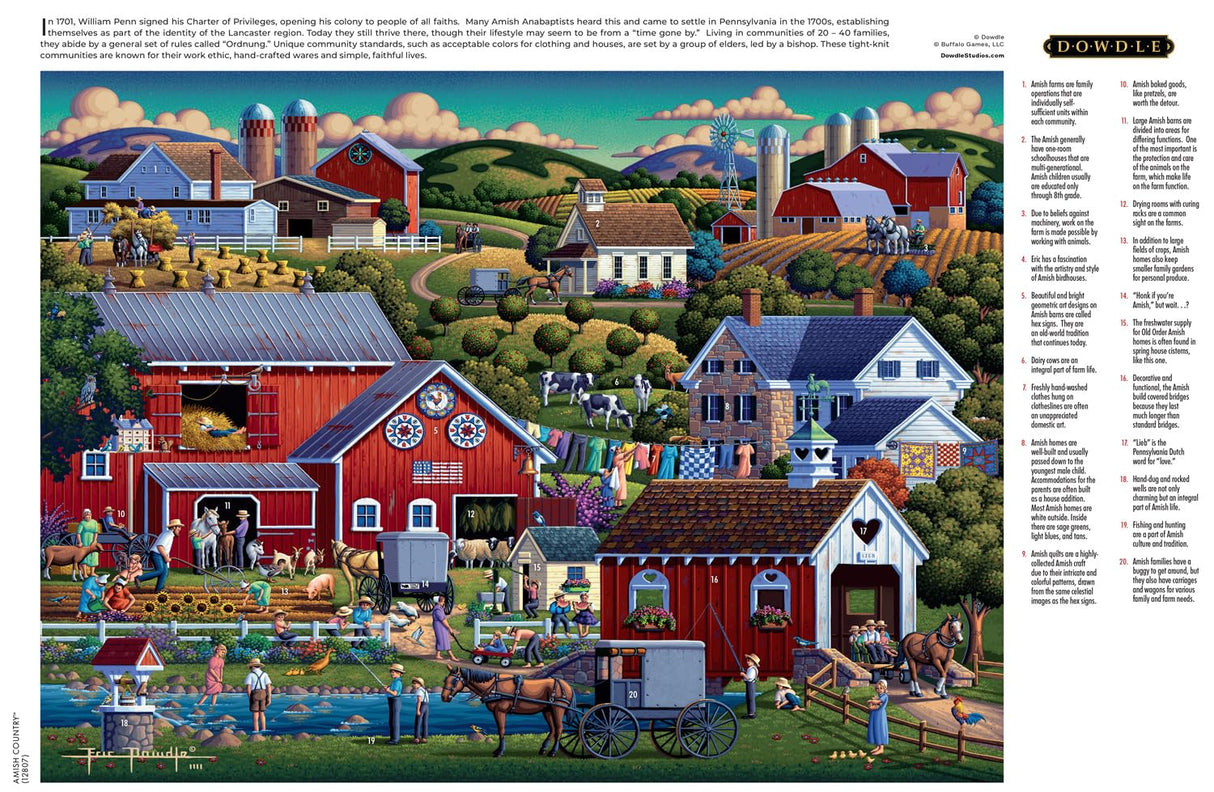 Buffalo Games - Dowdle - Amish Country - 1000 Piece Jigsaw Puzzle for Adults -Challenging Puzzle Perfect for Game Nights - Finished Size is 26.75 x 19.75 Buffalo Games