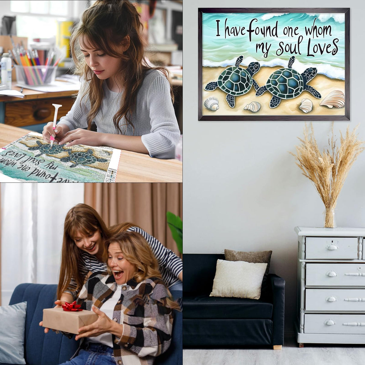 CEOVR Diamond Painting Kits, Sea Turtle Diamond Art Dots for Adults Beginners, 5D Full Drill DIY Crystal Gem Art, Adult Crafts Kits Arts and Crafts, Wall Decor for Home Office 12x16inch CEOVR