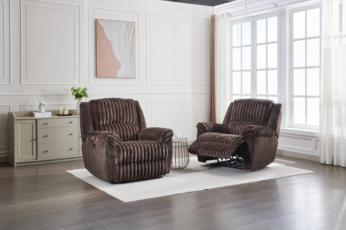 Oversized Power Recliner Chair, Extra Large Recliner Chairs for Adults, Faux Fur Electric Recliner for Living Room, Includes USB Port,Lumbar Support, 26" Seat Width,Brown TODRANI
