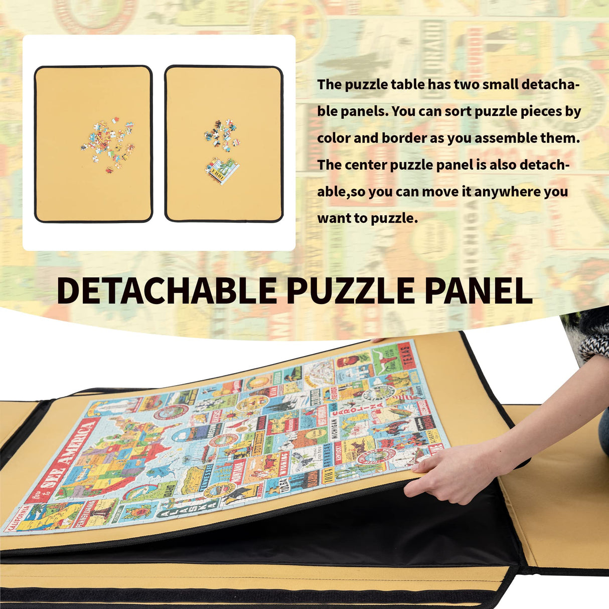 KROFEM 1500 Pieces Jigsaw Puzzle Board, Portable Puzzle Mat with Non-Slip Surface, Sorting Trays, Puzzle Keeper Puzzle Caddy, Jigsaw Puzzle Table Board KROFEM