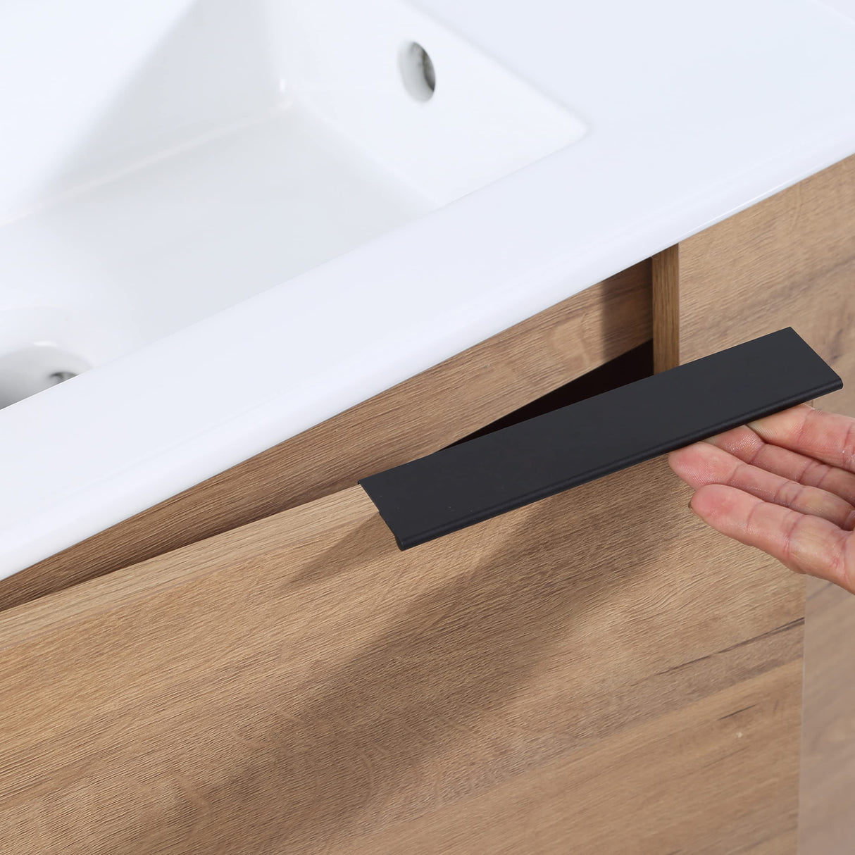 Malwee 22" Floating Bathroom Vanity with Sink, 22 Inch Single Sink Wall Mounted Bathroom Vanity, with 1 Door and White Ceramic Basin Sink Top (002-22) Malwee