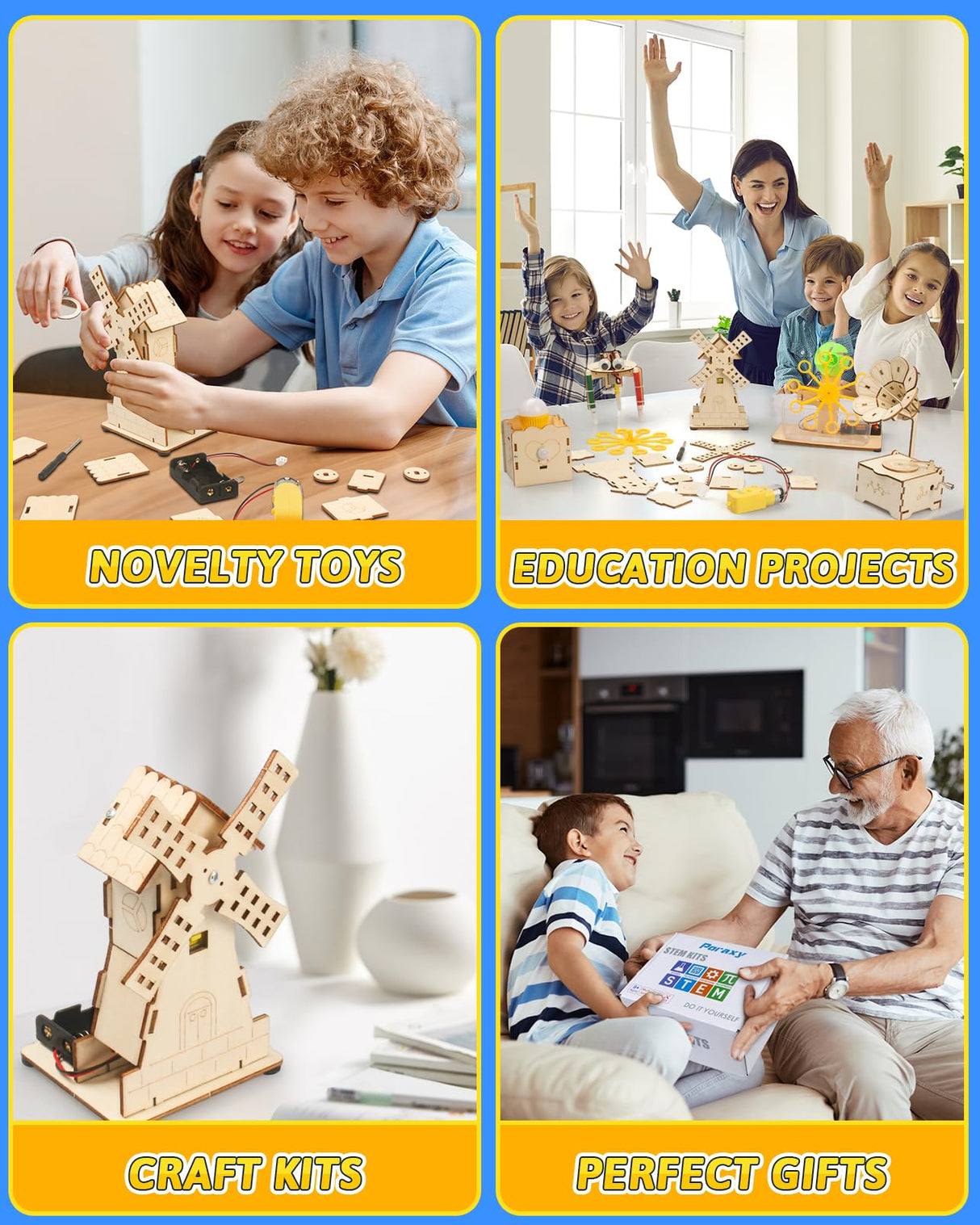 Poraxy STEM Kits for Kids Age 8-10-12, 6 in 1 Science Kits, Wooden 3D Puzzles, Toys for Ages 8-13, Building Projects Crafts Model Kits, Birthday Gifts for Boys Girls Ages 7 8 9 10 11 12 13 Years Old Poraxy