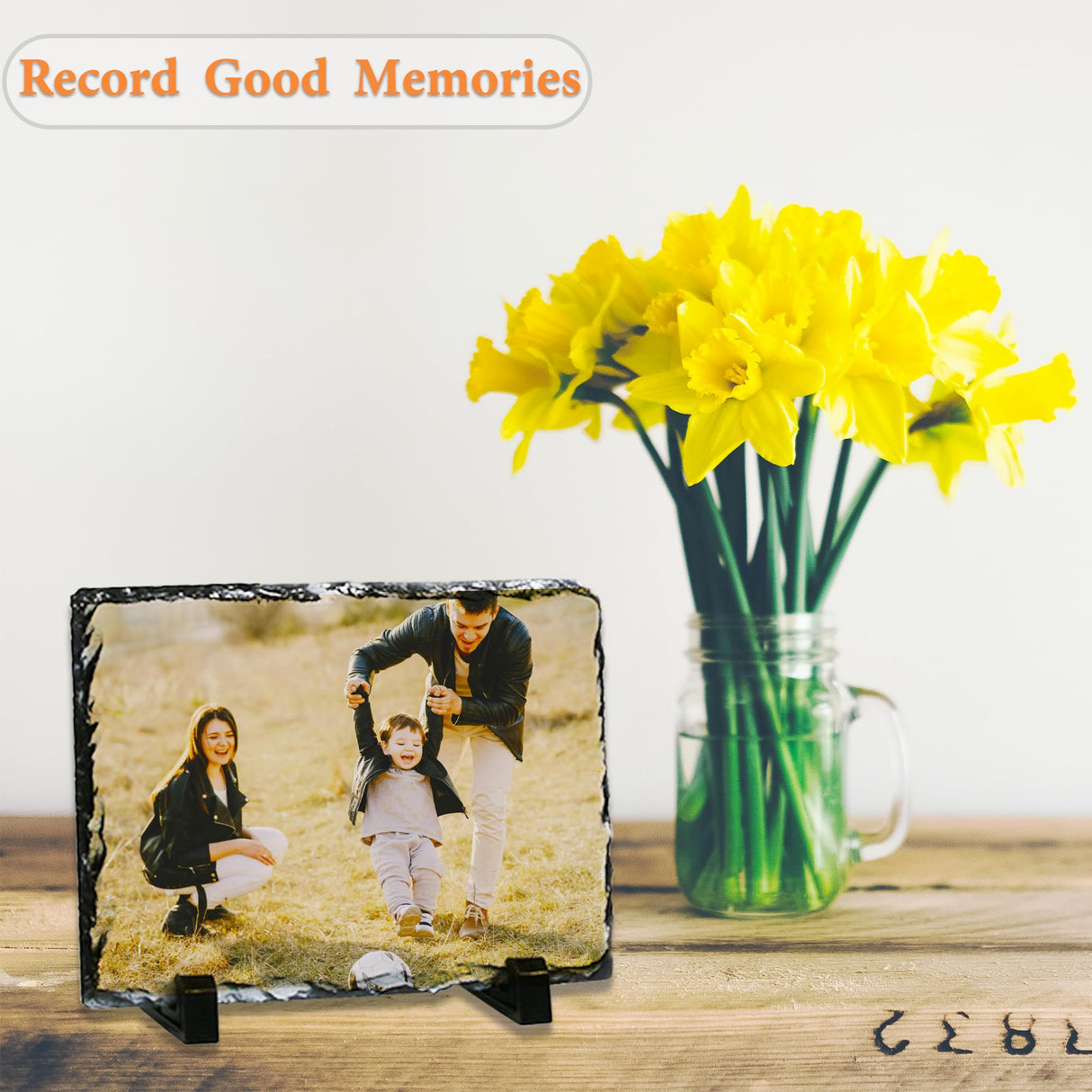 Sunnyglade 6 Pack Sublimation Slate Blanks, Stone Slate Heat Thermal Transfer Picture Frame, 5.9x7.9 Inch Rock Sheet Photo Frame with Display Holder, Decor DIY for Desktop Souvenir Custom Design (6) Sunnyglade