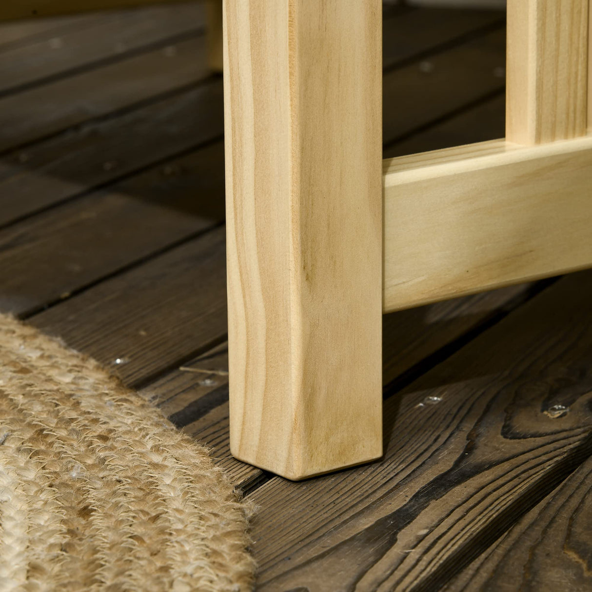 Outsunny 2-Piece Patio Furniture Set with 1 Armrest Single Chair and an Ottoman, Outdoor Wooden Chair with 4" Thick Padded Cushions for Backyard, Porch, and Poolside, Beige Outsunny