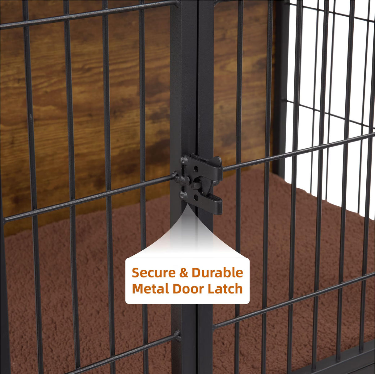 Wooden Dog Kennel Furniture, Heavy Duty Dog Cage, 40" Dog Kennel with Double Doors, Dog Crates for Large Dogs, Rustic Brown SMEFNOS