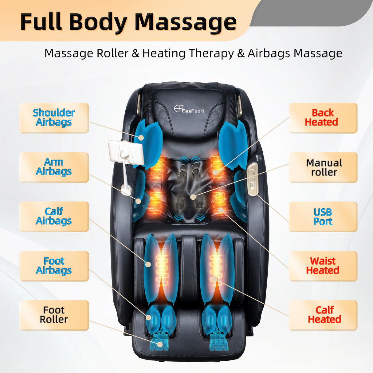 EASPEARL 2025 Massage Chair, 4D Full Body Zero Gravity Massage Chairs with APP, SL Track Shiatsu Stretch Massage Recliner Chair with Electric Footrest, Heat, Foot Rollers, Body Scan(Black) EASPEARL