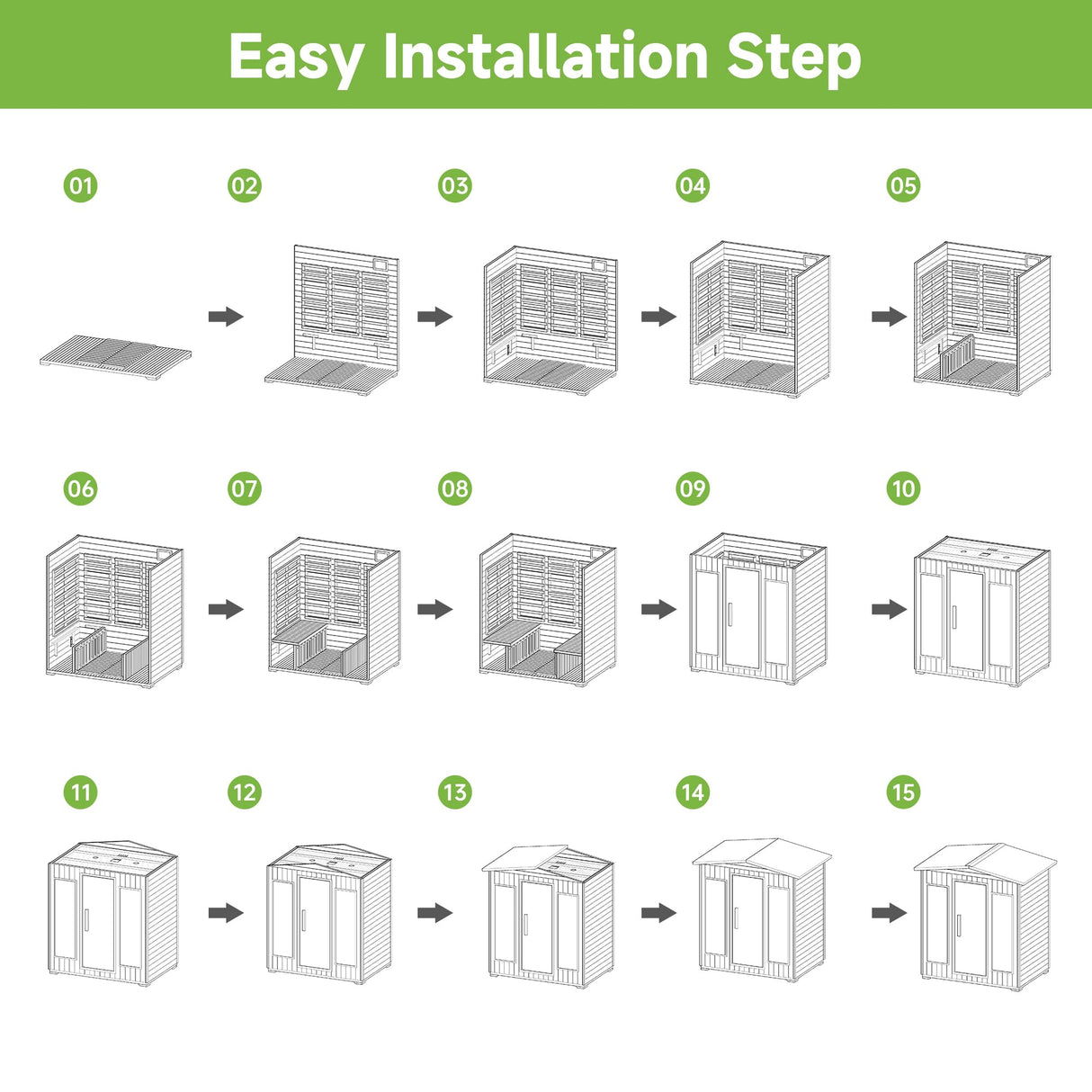 Springspa Outdoor Sauna 4 Person, Infrared Sauna for Home, Wooden Outdoor Saunas Room, 3400 Low EMF Far Infrared with Bluetooth, LCD Panel, 7 Color Chromotherapy Lamp, Reading Lamp springspa