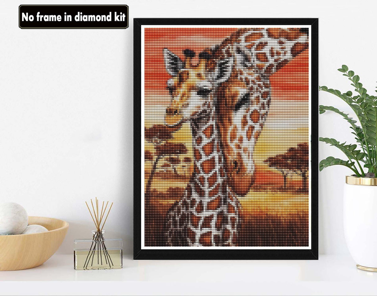 VAIIEYO Diamond Art Kits for Adults Giraffe, Diamond Painting Animal, Paint by Numbers Oil Painting Full Drill Round Rhinestone Craft Canvas for Home Wall Decor Gift 12x16 inch VAIIEYO