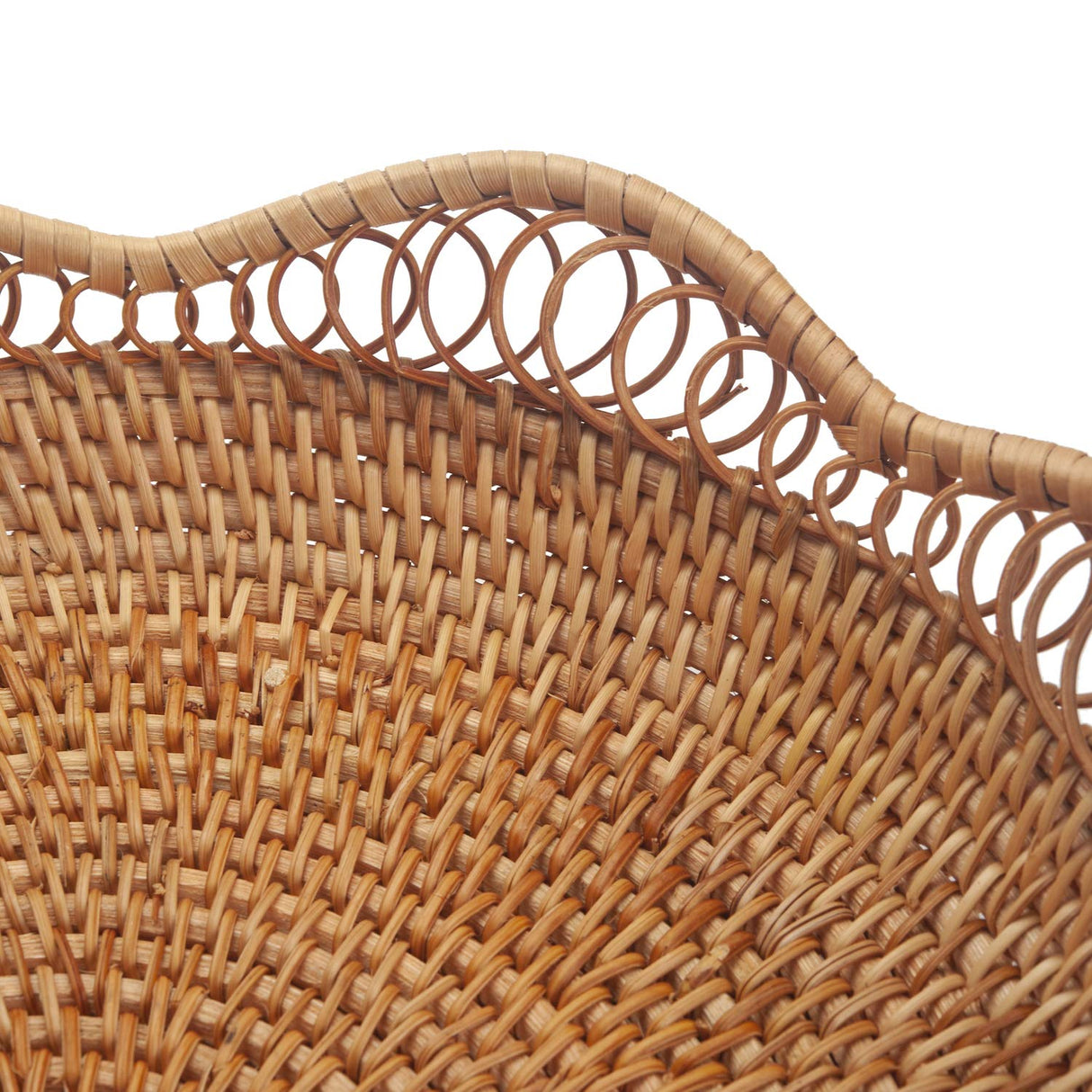 Rattan Fruit Basket for Serving Woven Bread Tray for Cake Kitchen Counter Table Natural (11.8inch D x 3.5inch H) DOKOT