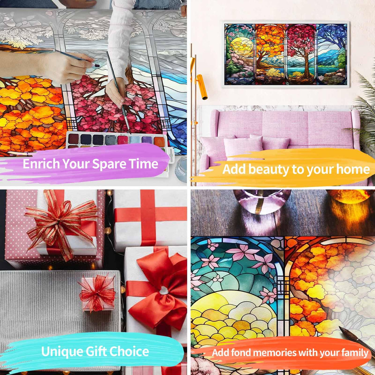 YALKIN Paint by Number for Adult Kits, DIY Four Season Trees Oil Acrylic Painting Kits for Adults Beginners on Canvas for Home Wall Decor Gifts 40x80CM/15.8x31.5in (No Frame) YALKIN