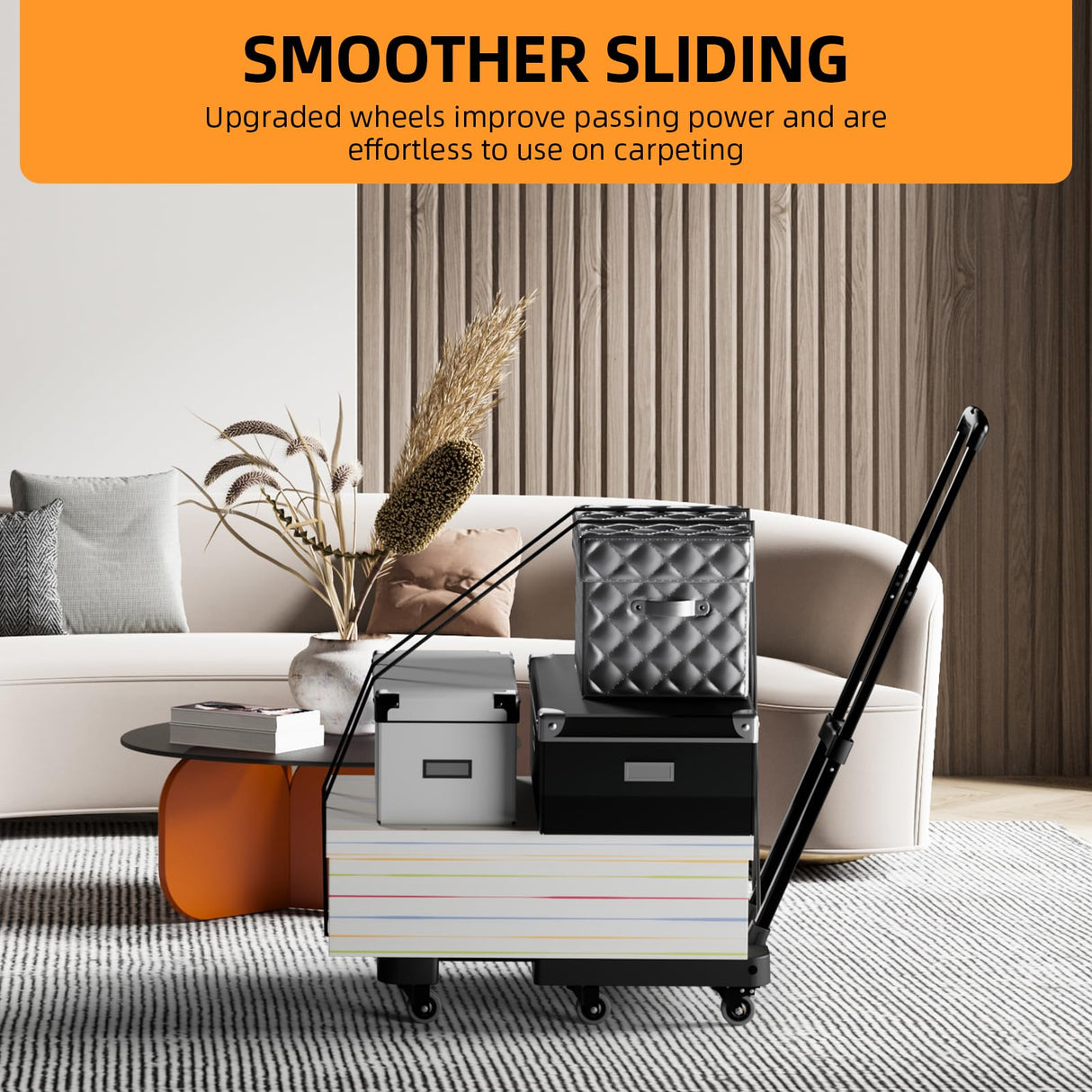 Folding Hand Truck, 500 LB Heavy Duty Luggage Cart, Utility Dolly Platform Cart with 6 Wheels & 2 Elastic Ropes for Luggage, Travel, Moving, Shopping, Office Use, Black TROOZY