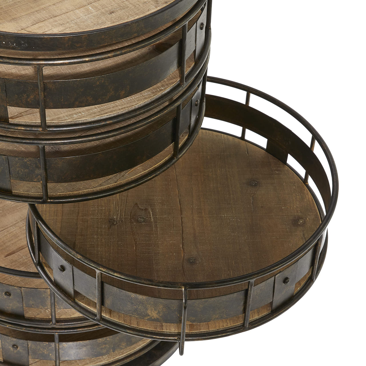 Deco 79 Metal Kitchen Storage Cart Rolling Circular 6 Shelf with Adjustable Shelves, 17" x 17" x 28", Brown Deco 79