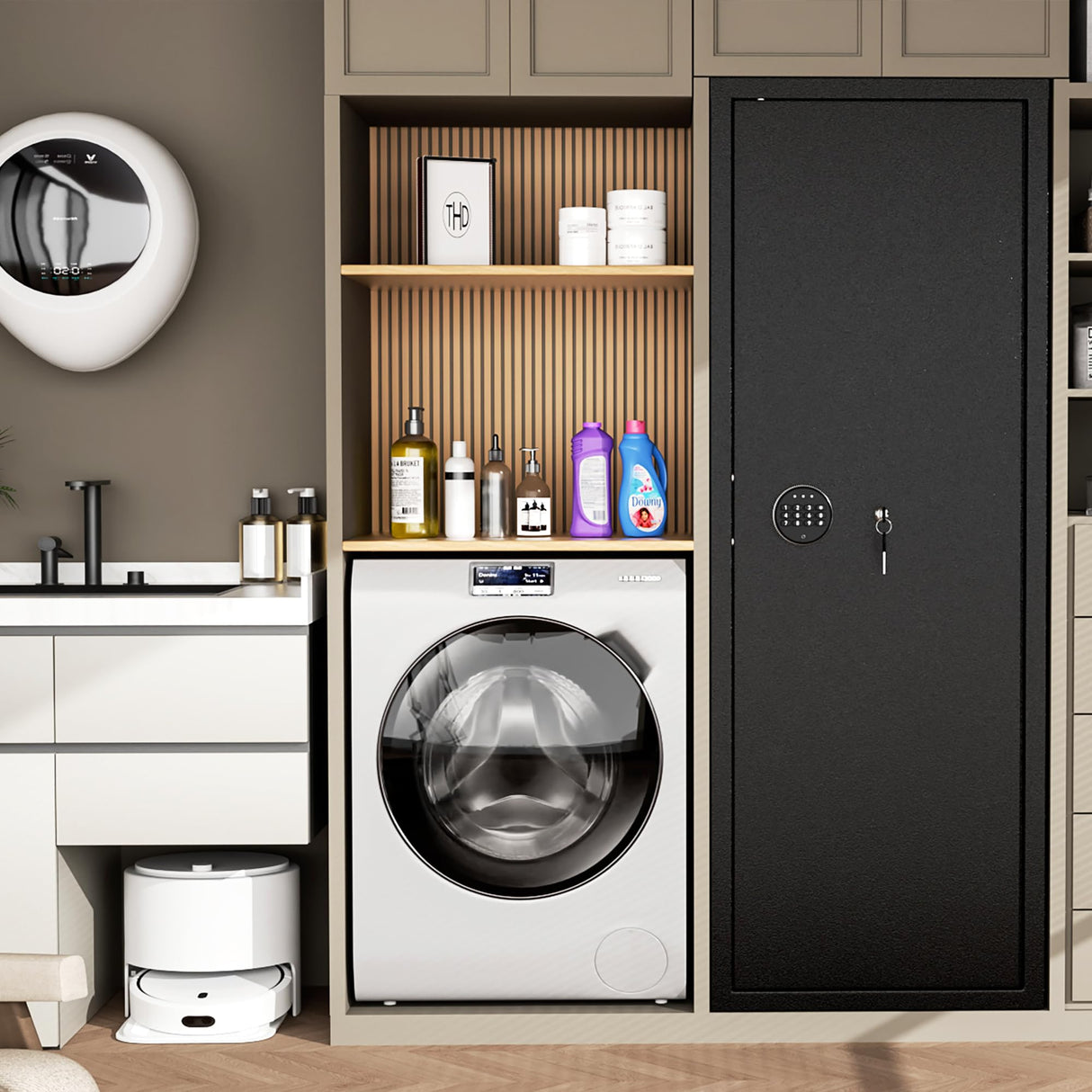 Superday 10-15 Gun Safe for Home Rifles and Pistols, Quick Access Large Gun Safe for Rifles, Gun Cabinets for Rifles and Shotguns with Keyboard Lock, 3 Adjustable Racks, Pockets(Black) Superday