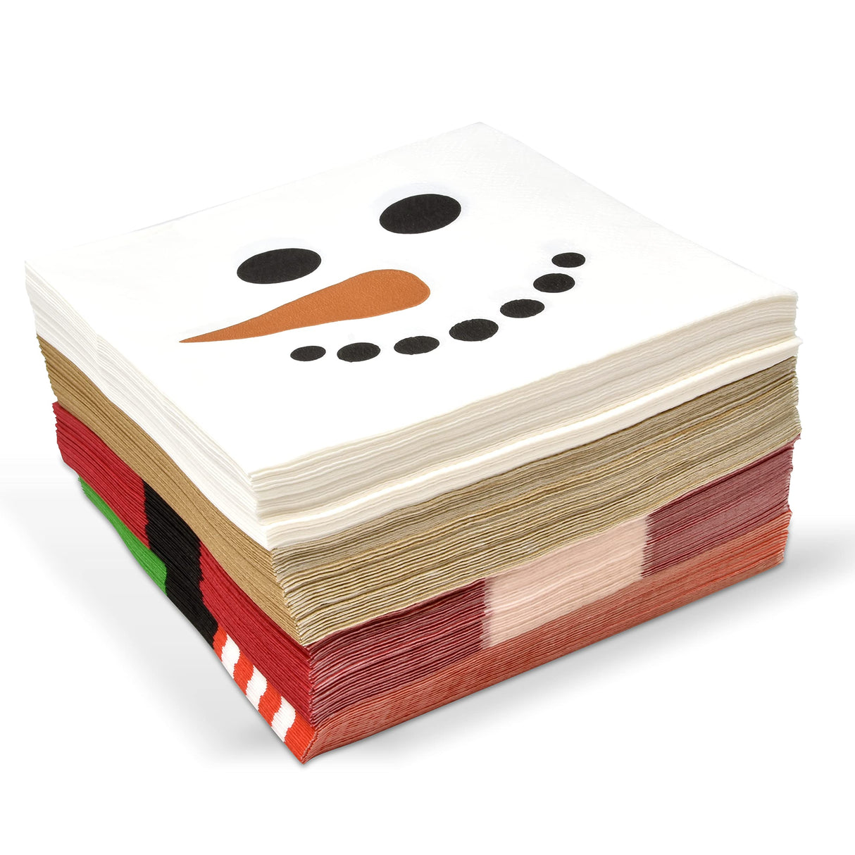 Gift Boutique 120 Christmas Character Cocktail Beverage Napkins Holiday Disposable Paper Napkin Cute Xmas Winter Snowman Reindeer Elf & Santa Belt Dessert Napkins for Home Dinner Buffet Party Supplies Gift Boutique