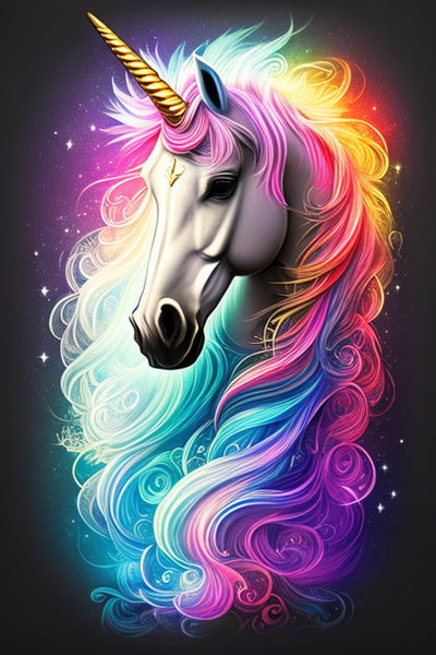 Noche Diamond Painting Colorful Unicorn Horse,5D Round Diamond Crystal Gemstone Cross Stitch Animal Horse Art,Beginners Home Interactive Room Decor Garden Decor or Gift 8x12inch