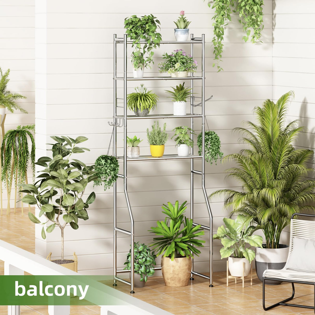 Ekisemio Over The Toilet Storage Shelf, 4-Tier Metal Over Toliet Bathroom Organizer Rack with Shelves, 70 Inch Tall, 4 Hooks and Paper Holder, Chrome Ekisemio