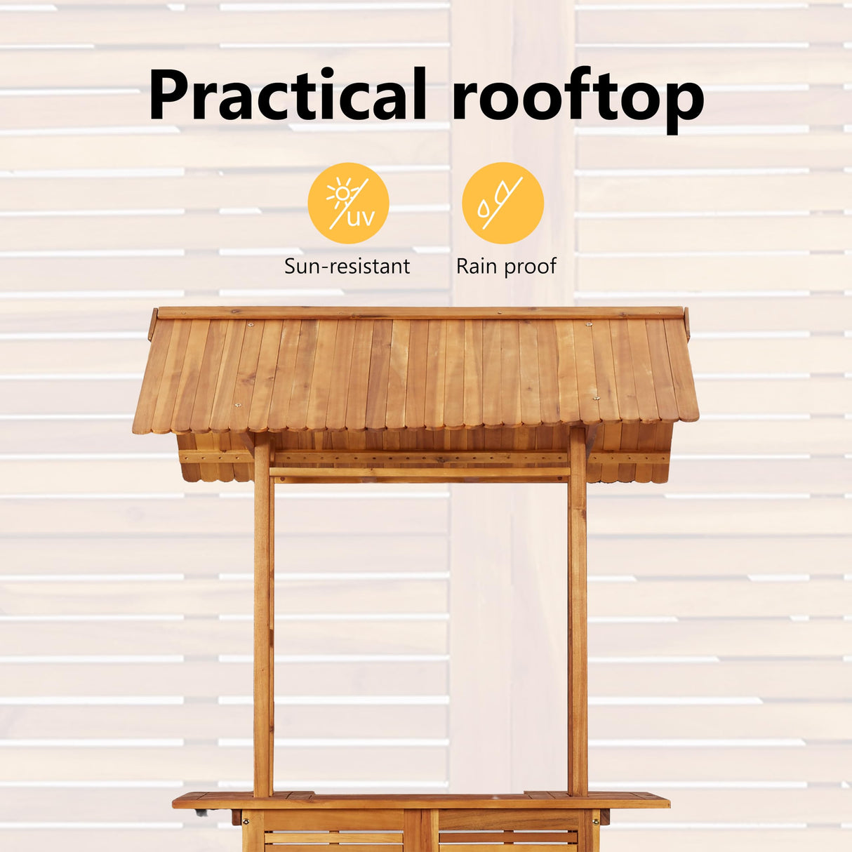 vidaXL Outdoor Bar Table with Roof Pub Table Counter Table High Garden Yard Patio Terrace 113 x 106 x 217 cm Acacia Wood vidaXL