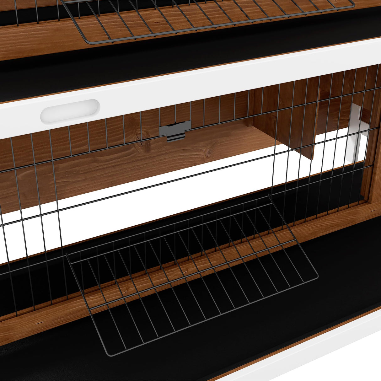 PawHut 54" 2-Story Large Rabbit Hutch Bunny Cage Wooden Pet House Small Animal Habitat with Lockable Doors, No Leak Tray and Waterproof Roof for Outdoor/Indoor Brown PawHut