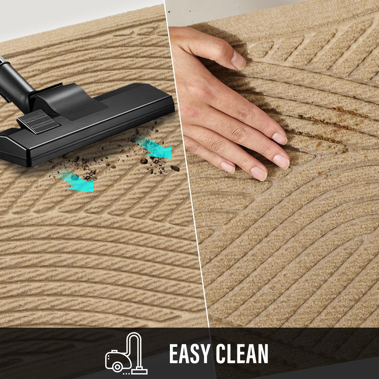 HIYARD Sturdy Front Door Mat, Absorbent Muddy Dirt Resist Welcome Door Mats Outdoor Indoor, Stain and Fade Resistant, Non-Slip Backing Entry Mat Low Profile Doormat for Entryway, 29×17, Beige HIYARD