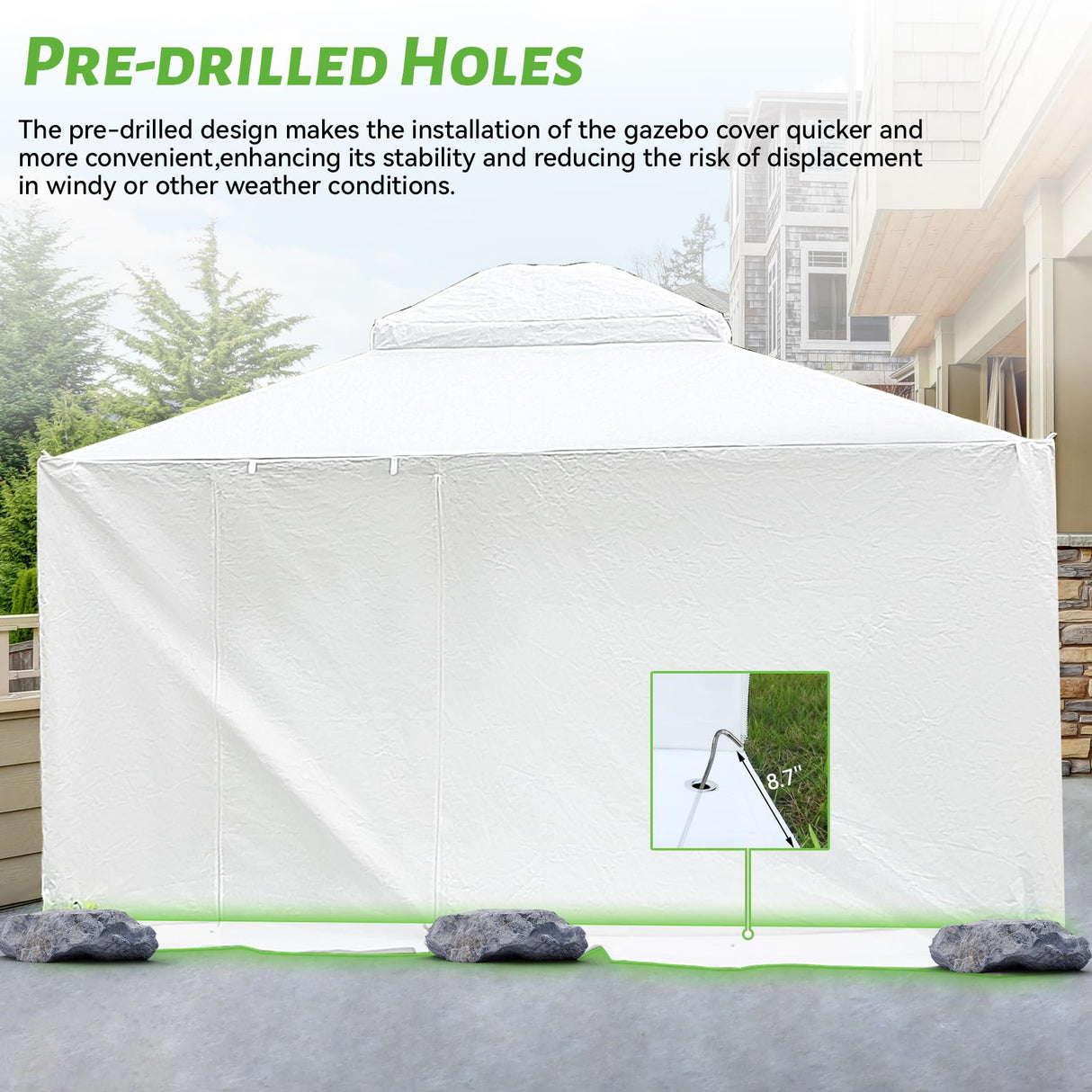 Domi 12’x14’ Gazebo Cover for Hardtop Gazebos, Outdoor Universal Winter Gazebo Cover with Sidewalls and Mesh Windows, All Season Waterproof Enclosed Gazebo Cover, White domi outdoor living