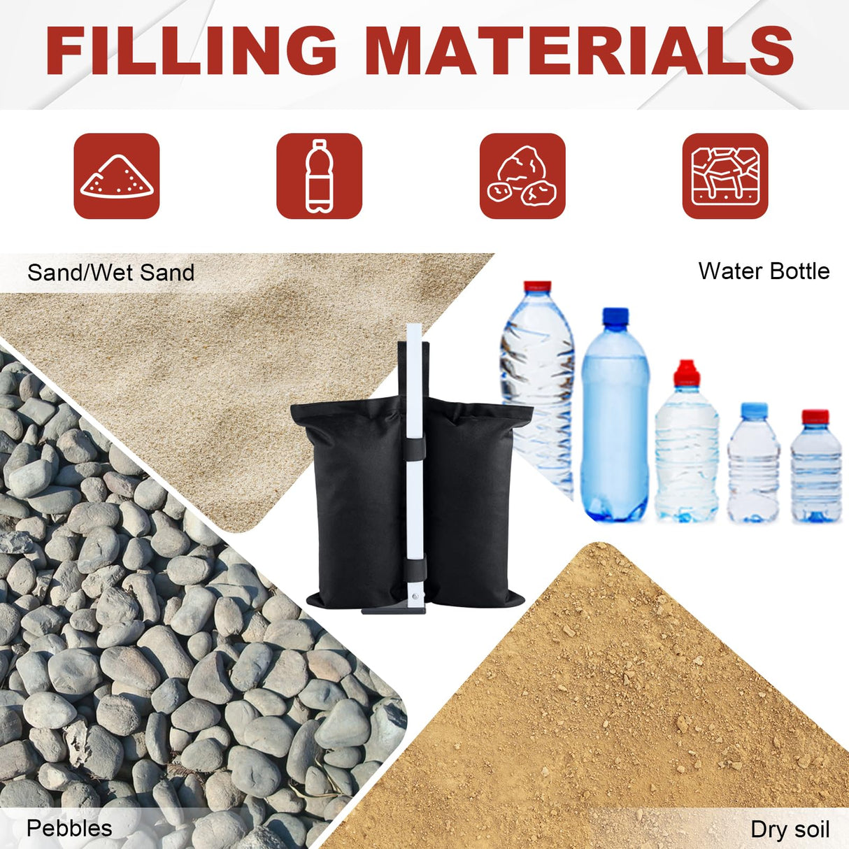 ABCCANOPY Canopy Weights 120 LBS Gazebo Tent Sand Bags,4pcs-Pack (Black) ABCCANOPY