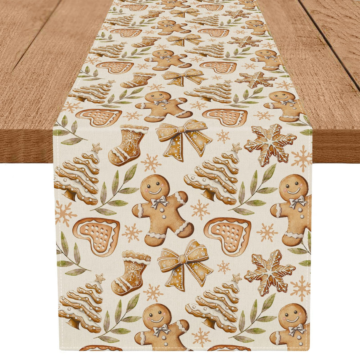 Gingerbread Man Table Runner Country Christmas Gingerbread House Table Runners Seasonal Kitchen Dining Table Decoration for Winter Farmhouse Home Party Banquet Decor 13x72 Inch GPGHE