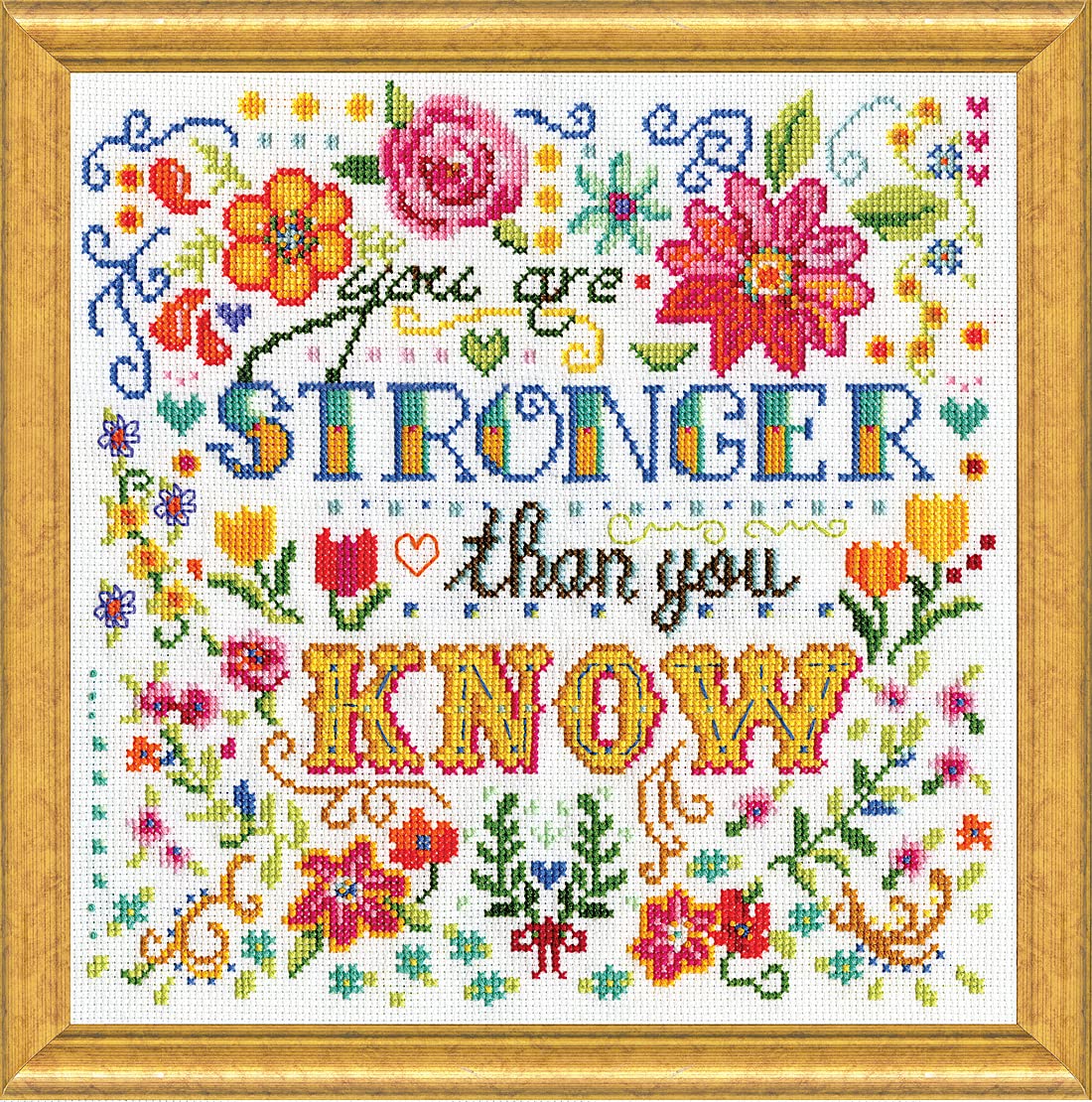 Design Works Crafts, 10" x 10" Counted Cross Stitch Kit, Stronger, White DesignWorks Ink