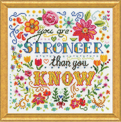 Design Works Crafts, 10" x 10" Counted Cross Stitch Kit, Stronger, White