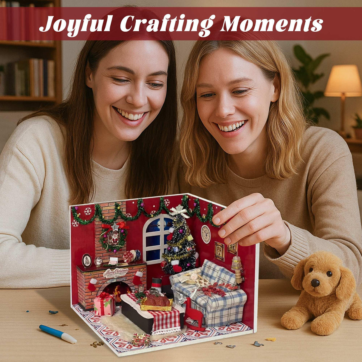 Flever Dollhouse Miniature DIY House Kit Creative Room with Furniture and Glass Cover for Romantic Artwork Gift(Christmas Eve) Flever