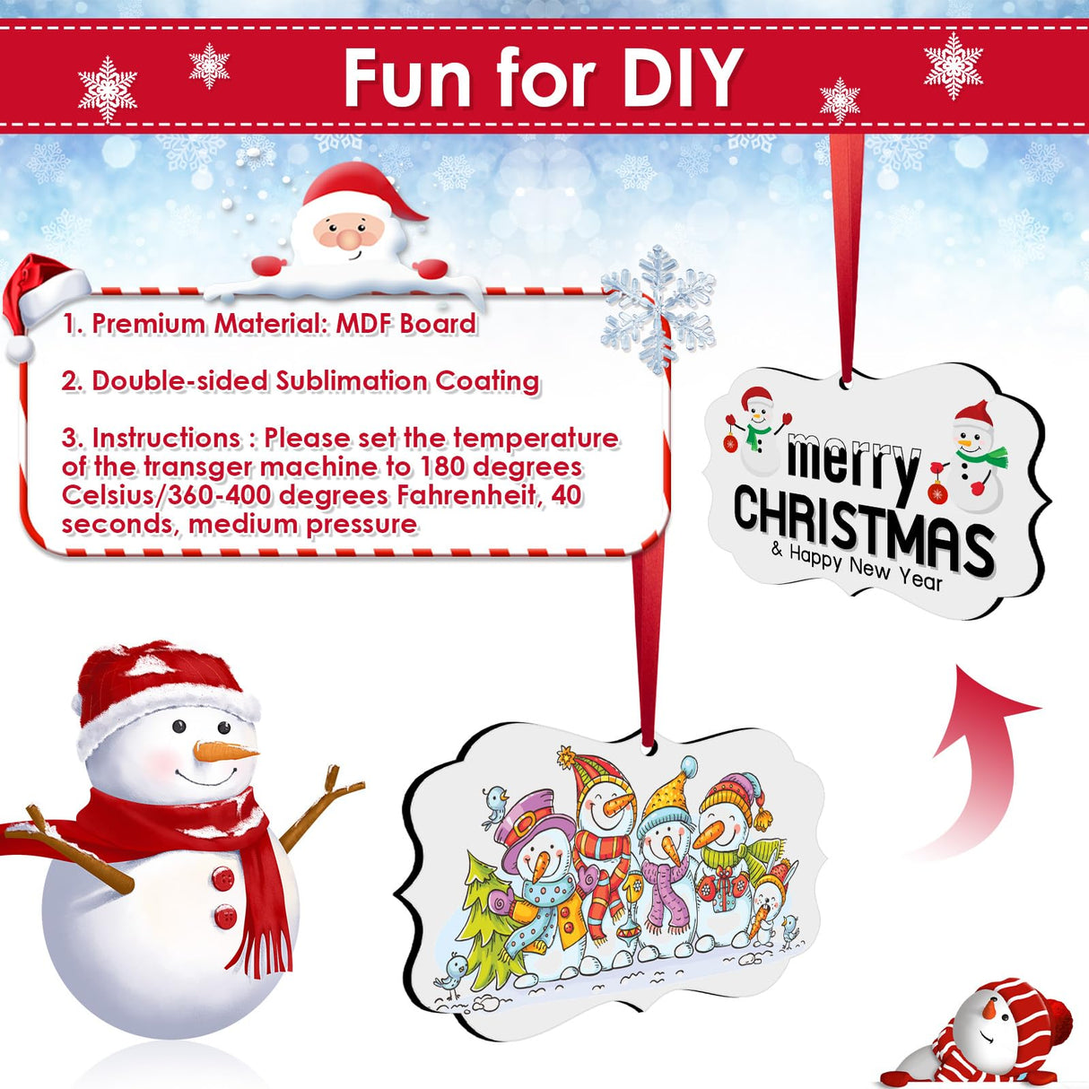 Cridoz 3.9" × 2.8" Sublimation Ornament Blanks, 20 Pieces Sublimation Blanks Ornaments Products for Christmas Day and Halloween Day Decoration cridoz