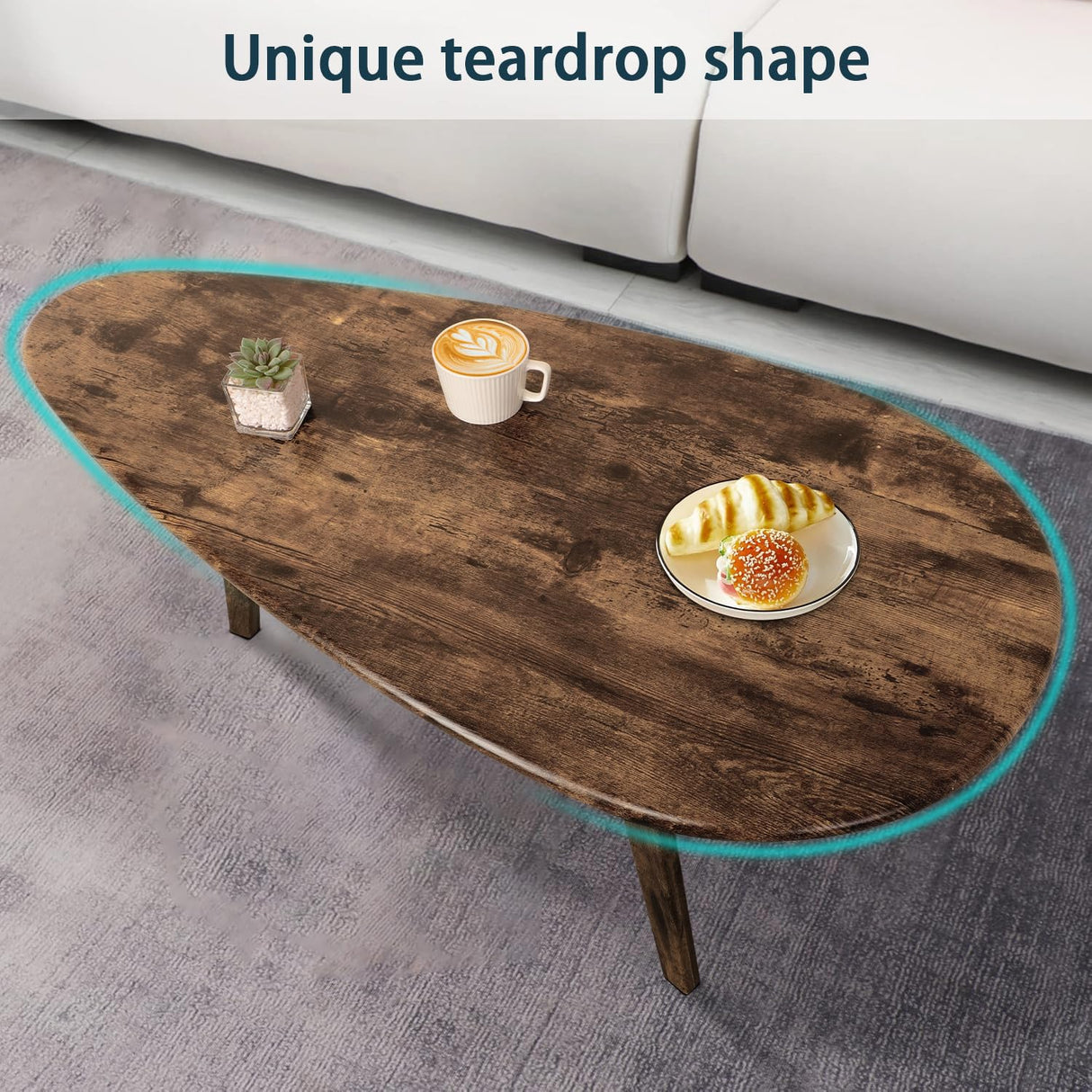 Modern Coffee Table for Living Room Small Mid Century Coffee Table Rustic Oval Coffee Tables Retro Accent Sofa Center Tables for Living Room Easy Assembly 22" D x 43" W x 18" H WDSHIYI