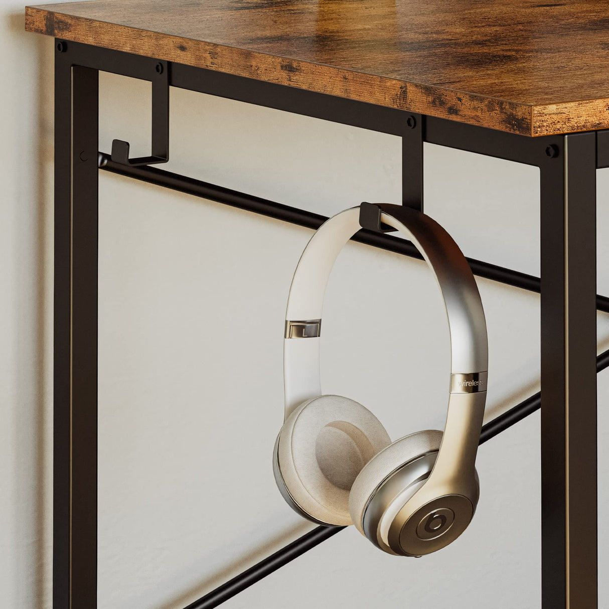 IRONCK Computer Desk 47" with Power Outlet & Storage Shelves, Study Writing Table with USB Ports Charging Station, PC Desk Workstation for Home Office, Rustic Brown IRONCK