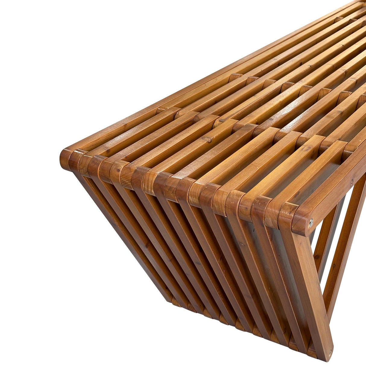 Mega Casa Outdoor Wooden Bench with Weatherproof Cushion, Solid Fir Wood, Coating with Wood Varnish, 3-Seater, for Patio, Porch, Yard, Garden, 62.8 inches (Teak Tone) Mega Casa