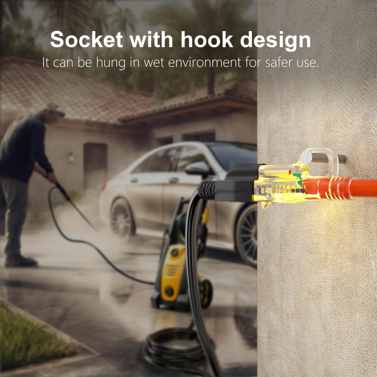 HUANCHAIN 12/3 Gauge Heavy Duty Outdoor Extension Cord 100 ft Waterproof with Lighted end, Flexible Cold-Resistant 3 Prong Electric Cord Outside, 15Amp 1875W 12AWG SJTW, Orange, ETL huanchain