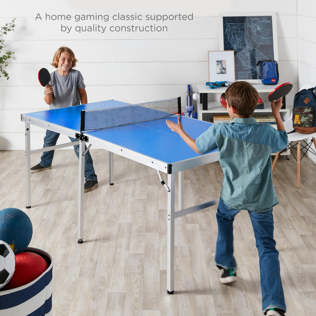 Best Choice Products 6x3ft Portable Ping Pong Table, Mid-Size Folding Indoor Outdoor Table Tennis w/ 2 Paddles, 4 Balls Included, Carrying Bag - Blue Best Choice Products